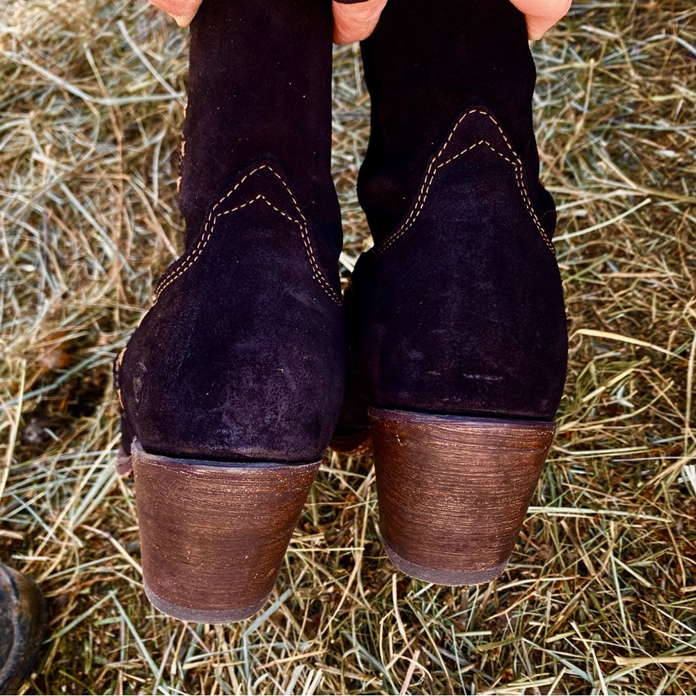 Ariat Black Leather Suede Boots sz 9 - Picture 3 of 4